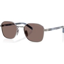 Prada Pr C50S 5AV05C 51 Unisex Polarize Geometrik Gri Metal Güneş Gözlüğü