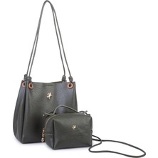 Nas Bag Kadın 2 Li Set Omuz ve Çapraz Çanta Haki Taba Victoria