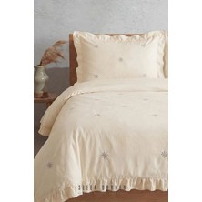 Sleep Garden Esen Nevresim Takımı %100 Pamuk Kar Tanesi Desenli Krem