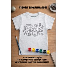 Dijital Baskılı Ürünler Dijital Baskılı Çocuklar İçin Tişört Boyama Seti Kısa Kol Beyaz Pamuklu Kız Çocuk Eğlenceli Aktivite
