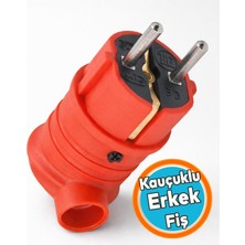 Nzb Kırmızı Renk Kauçuk Erkek Eğri Fiş 16A 220V Dayanıklı Esnek Gövde Güvenli Elektrik Priz Bağlantısı