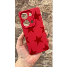 Vip Case Redmi Note 13 Pro 4g Uyumlu Kırmızı Star Silikon Darbe Emici Klasik Korumalı Rubber Kılıf