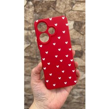 Vip Case Redmi 13 4g Uyumlu Mini Beyaz Kalp Desenli Silikon Darbe Emici Klasik Korumalı Rubber Kılıf