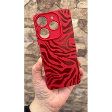 Vip Case Tecno Spark 10 Pro Uyumlu Kırmızı Zebra Desenli Silikon Darbe Emici Klasik Korumalı Rubber Kılıf