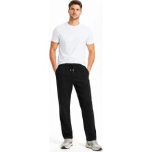 paris store Erkek Düz Paça Beli Lastikli Ipli Günlük Spor Eşofman Altı Rahat Fit - Siyah