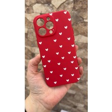Vip Case iPhone 14 Pro Max Uyumlu Mini Beyaz Kalp Desenli Silikon Darbe Emici Klasik Korumalı Rubber Kılıf