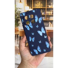 Vip Case Tecno Camon 30 Uyumlu Mavi Kelebek Desenli Silikon Darbe Emici Klasik Korumalı Rubber Kılıf