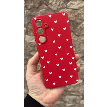 Vip Case Samsung Galaxy S24FE Uyumlu Mini Beyaz Kalp Desenli Silikon Darbe Emici Klasik Korumalı Rubber Kılıf