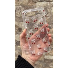Vip Case Tecno Spark Slim Uyumlu Kiraz Fiyonk Desenli Şeffaf Darbe Emici Kamera Korumalı Clear Kılıf
