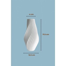 Modern Dekoratif Vazo - 3D Tasarım Beyaz Kabartmalı Minimalist Ev Aksesuarı
