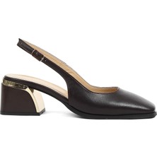 Celal Gültekin Kadın Kahverengi Kalın Topuklu Deri Ayakkabı