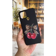 Vip Case Oppo A15 Uyumlu Kiraz Fiyonk Leopar Desenli Silikon Darbe Emici Klasik Korumalı Rubber Kılıf