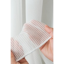 Paşamanlar Nihle Beyaz Tül Perde – Çizgili, Dokulu, Modern Salon Tülü | Ütü Istemez