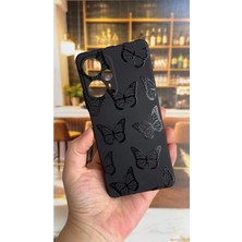 Vip Case Poco F5 Uyumlu Siyah Kelebek Desenli Silikon Darbe Emici Klasik Korumalı Rubber Kılıf
