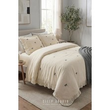 Sleep Garden Esen Nevresim Takımı %100 Pamuk Fiyonk Desenli Krem