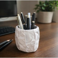 Lumiyo Taş Görünümlü Dekoratif Kalemlik Beyaz