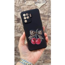 Vip Case Oppo Reno 5 Lite Uyumlu Kiraz Fiyonk Leopar Desenli Silikon Darbe Emici Klasik Korumalı Rubber Kılıf