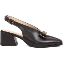 Celal Gültekin Kadın Kahverengi Kalın Topuklu Deri Ayakkabı