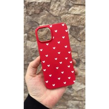 Vip Case iPhone 15 Uyumlu Mini Beyaz Kalp Desenli Silikon Darbe Emici Korumalı Klasik Rubber Kılıf
