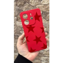Vip Case Redmi Note 14 Uyumlu Kırmızı Star Silikon Darbe Emici Klasik Korumalı Rubber Kılıf