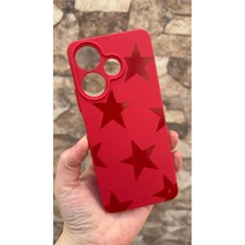 Vip Case Redmi 13 4g Uyumlu Kırmızı Star Silikon Darbe Emici Klasik Korumalı Rubber Kılıf