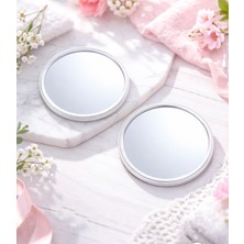 Gaman 2 Adet Taşınabilir Mini Ayna - Yuvarlak Ayna 6.8cm Çap - Arkası Süpriz Emojili