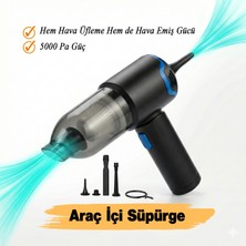 Badem10 Portatif 60 W 5000 Pa USB Sarjlı Araç Içi Ofis Süpürge Süpürme Hava Üfleyici Top Balon Yatak Şişirme