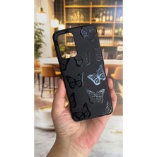Vip Case Oppo A55 Uyumlu Siyah Kelebek Desenli Silikon Darbe Emici Klasik Korumalı Rubber Kılıf