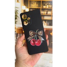 Vip Case Poco F5 Uyumlu Kiraz Fiyonk Leopar Desenli Silikon Darbe Emici Klasik Korumalı Rubber Kılıf