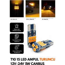 C9 T10 15 LED Ampul Turuncu 12V-24V 5W Canbus