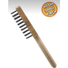 Edoni ETF127 Ahşap Saplı Pas Kir Mangal Izgara Çok Amaçlı Temizleme Tel Fırçası No:4