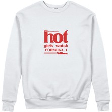 The Lucid Lab Hot Girls Watch Formula 1 Sweatshirt - Beyaz