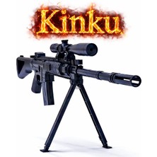 Kinku Lazerli Susturuculu Dürbünlü Dipçikli Silahlı Mermi Atan Oyuncak Tabanca - Oyunca Lazerli Mermi Atan Tüfek 82CM Dipçiklik Tüfek