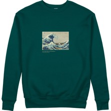 The Lucid Lab Kanagawa Oki Nami Ura Sweatshirt - Koyu Yeşil