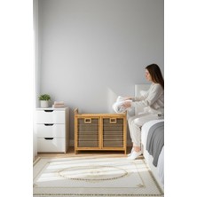 Bambu Çamaşırlık - 2 Kapaklı Kirli Çamaşır Sepeti Çift Gözlü (Demonte)