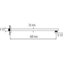 Valtemo Kare Duvardan Tepe Duş Borusu 40CM Krom