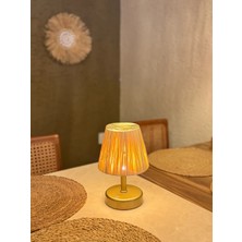 Maison Avf Doğal Rafya Saçaksız & Kaya Taşlı Kablosuz Şarjlı Masa Lambası – Alt Eskitme Gold