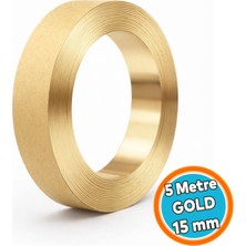 Nzb Altın Renk Dekoratif Bant (1 Adet) 5mt x 15MM Ahşap Mobilya Duvar Fayans Dekoratif Metalik Bant
