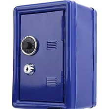 Kilitli Kasa Kumbara Anahtarlı Metal Para Kasası Metal Kasa Kumbara Mavi