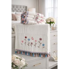Dilex Beyaz Çeyizlik Nakışlı 60X90 cm Havlu Set Bisiklet