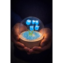 Ev Dekorasyon Dekoratif Lale Çiçek Gece Lambası LED Işıklı Kristal Taşlı