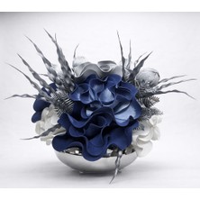 Maviessa Gümüş Vazo Mavi Aranjman