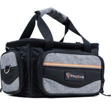 Probag Balıkçı Çantası Suya Dayanıklı Çok Bölmeli Olta ve Balık Malzeme Çantası Gri Siyah