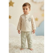 Cattackids Erkek Çocuk Tropikal Desenli Gömlek Pantolon Takımı 2-5 Yaş