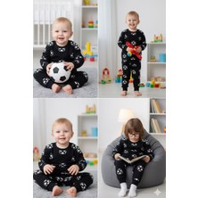Taraftar Desenli Siyah Penye Pijama Takımı Pamuk