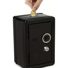 Kilitli Kasa Kumbara Anahtarlı Metal Para Kasası Metal Kasa Kumbara Siyah