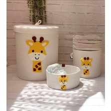 Berçak Home Çocuk Odası Düzenleyici Sepet, Kirli Sepeti , Punch Işleme 3'lü Takım, Zürafa Desenli Punch Işleme