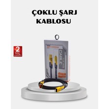 Teknodayım Usb-C Usb-A 4’ü 1 Arada Örgülü Kablo 65W Hızlı Şarj Metal Uç Dayanıklı