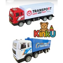 Kinku Oyuncak Demir Tır Seti – Işıklı ve Gerçekçi Tasarım Mavi ve Kırmızı Renkleri Mevcuttur Sürtmeli Tır