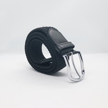 Paşala Leather Erkek Örgülü Lastikli Kemer Siyah 3.5 cm Esnek Yapı Klasik Spor Kullanıma Uygun Dayanıklı Tokalı